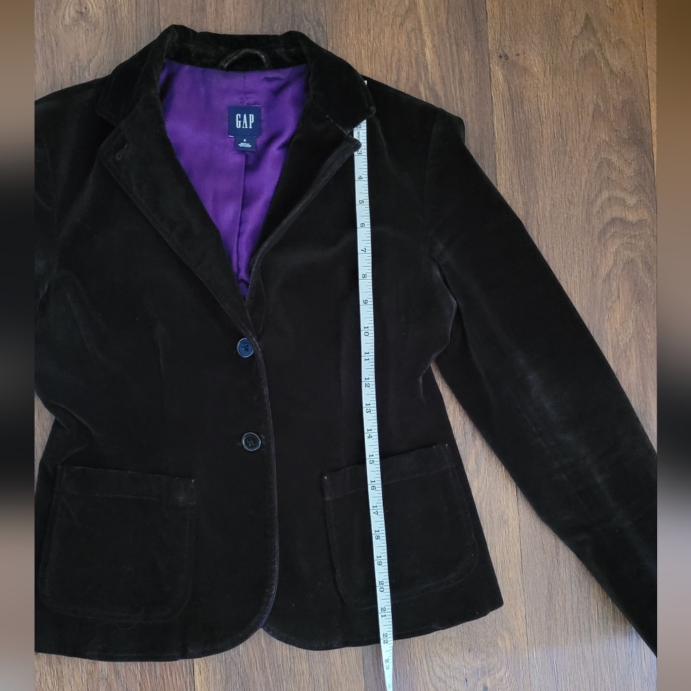 Y2K Gap Crushed Velvet Satin Lined 2 Button Blazer, Women's 6, Black & Purple - Picture 12 of 12